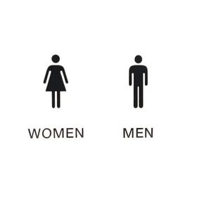Sticker indicator toaleta, Women, Men, negru, 25x16 cm imagine