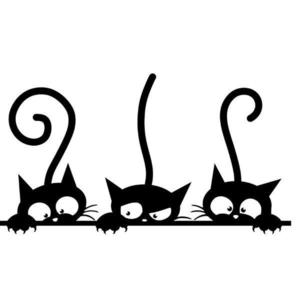 Sticker decorativ, Set 3 pisici, negru, 76x36 cm imagine