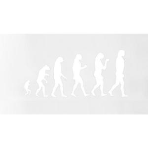 Sticker decorativ, Evolutia omului din maimuta, alb, 140x62 cm imagine
