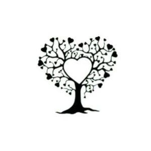 Sticker decorativ, Copac cu inimioare, negru, 70x68 cm imagine