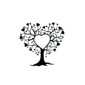 Sticker decorativ, Copac cu inimioare, negru, 95x92 cm imagine
