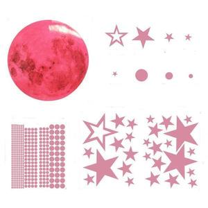Set stickere fosforescente roz, Luna, stele si buline imagine