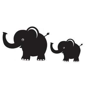 Sticker decorativ, Familia de elefanti, Negru, 60x26 cm imagine