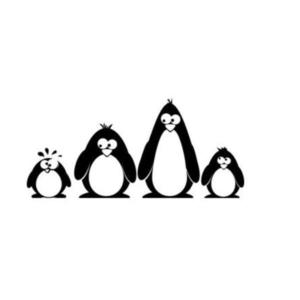 Sticker decorativ, Patru Pinguini, Negru, 86x100 cm imagine