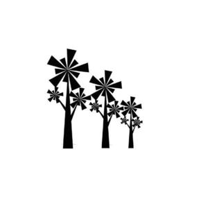 Sticker decorativ, Copacei Mori de Vant, Negru, 80x84 cm imagine
