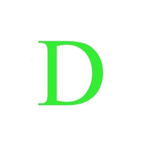 Sticker decorativ, Litera D, inaltime 20 cm, verde fluorescent imagine