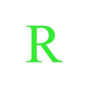 Sticker decorativ, Litera R, inaltime 20 cm, verde fluorescent imagine