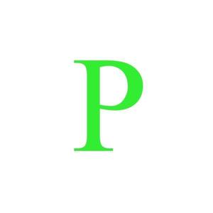 Sticker decorativ, Litera P, inaltime 20 cm, verde fluorescent imagine