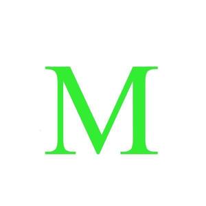 Sticker decorativ, Litera M, inaltime 20 cm, verde fluorescent imagine