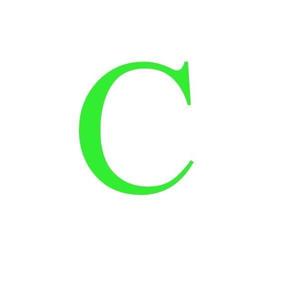 Sticker decorativ, Litera C, inaltime 15 cm, verde fluorescent imagine