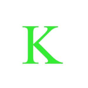 Sticker decorativ, Litera K, inaltime 15 cm, verde fluorescent imagine