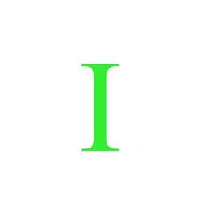 Sticker decorativ, Litera I, inaltime 15 cm, verde fluorescent imagine