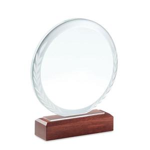 Trofeu rotund, Piksel, din sticla cu suport din lemn de fag, Ø 15 cm imagine