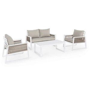 Set mobilier pentru gradina/terasa 4 piese Captiva, Bizzotto, aluminiu/textilena, alb imagine