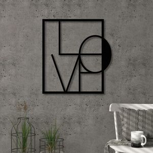 Decoratiune de perete, Love, Metal, Dimensiune: 40 x 40 cm, Negru imagine