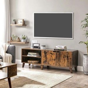 Comoda TV, Vasagle, 140 x 40 x 45 cm, PAL/lemn masiv, maro rustic imagine