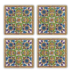 Set suporturi de pahare, Taylor, 366TYR1105, Piatra, 10 x 10 x 1 cm, 4 piese, Multicolor imagine