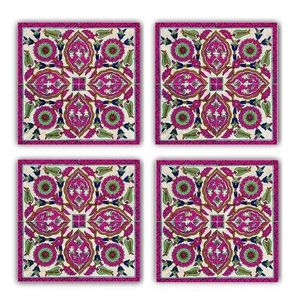 Set suporturi de pahare, Taylor, 366TYR1190, Piatra, 10 x 10 x 1 cm, 4 piese, Multicolor imagine