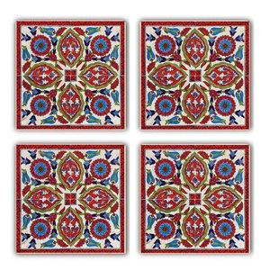 Set suporturi de pahare, Taylor, 366TYR1106, Piatra, 10 x 10 x 1 cm, 4 piese, Multicolor imagine