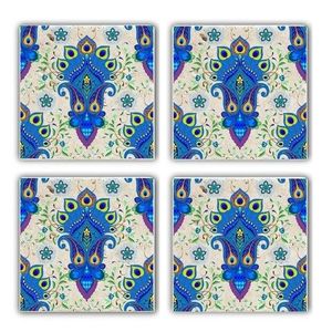 Set suporturi de pahare, Taylor, 366TYR1115, Piatra, 10 x 10 x 1 cm, 4 piese, Multicolor imagine