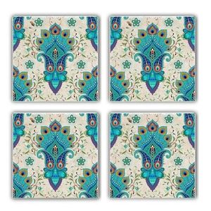 Set suporturi de pahare, Taylor, 366TYR1113, Piatra, 10 x 10 x 1 cm, 4 piese, Multicolor imagine