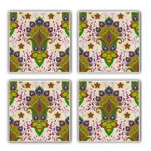 Set suporturi de pahare, Taylor, 366TYR1116, Piatra, 10 x 10 x 1 cm, 4 piese, Multicolor imagine