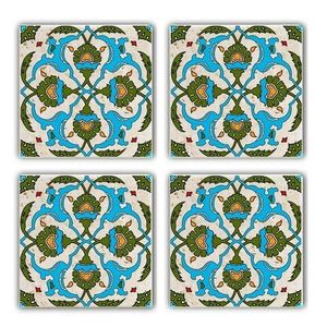Set suporturi de pahare, Taylor, 366TYR1110, Piatra, 10 x 10 x 1 cm, 4 piese, Multicolor imagine