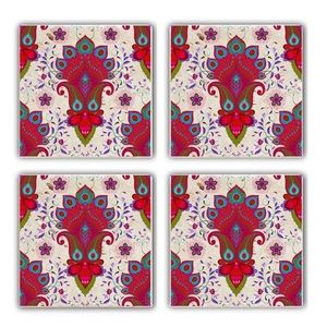 Set suporturi de pahare, Taylor, 366TYR1157, Piatra, 10 x 10 x 1 cm, 4 piese, Multicolor imagine