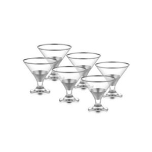Set cupe pentru inghetata, Mia, 742TMA4729, Sticla, Argintiu imagine