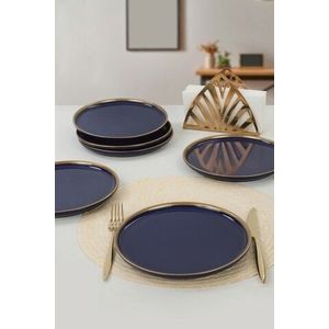 Set farfurii pentru desert, Keramika, 275KRM1705, Ceramica, Bleumarin/Auriu imagine