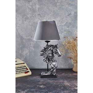 Lampa de masa, FullHouse, 390FLH1918, Baza din lemn, Argintiu / Antracit imagine