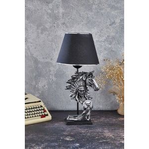 Lampa de masa, FullHouse, 390FLH1920, Baza din lemn, Argintiu / Negru imagine
