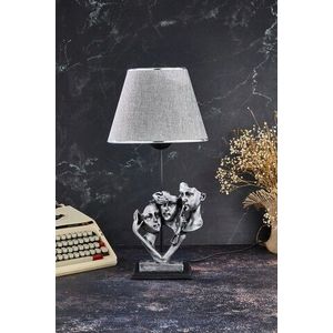 Lampa de masa, FullHouse, 390FLH1922, Baza din lemn, Gri argintiu imagine