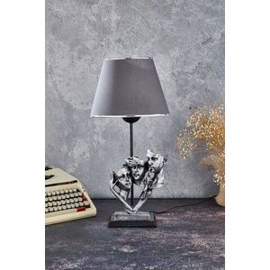 Lampa de masa, FullHouse, 390FLH1923, Baza din lemn, Argintiu / Antracit imagine