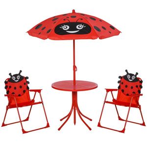 Outsunny, set masa, scaune, umbrela pentru copii, rosu | AOSOM.ro imagine