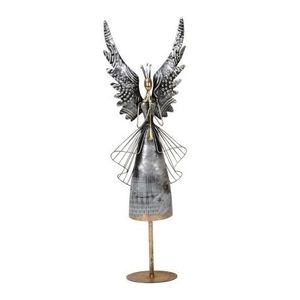 Statueta Angel din metal argintiu 20.5x9x61 cm imagine
