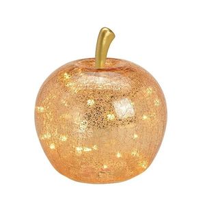 Decoratiunie mar luminos din sticla cu LED Golden Apple 24 cm imagine
