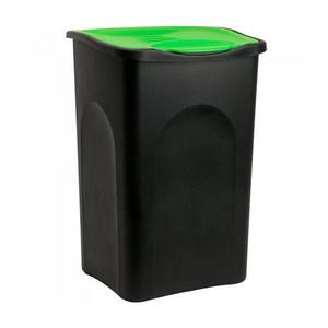 Cos gunoi cu capac, Plastic, Negru / verde, 50 litri imagine