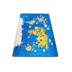 Covor pentru copii World Map, Albastru, 100x160 cm imagine