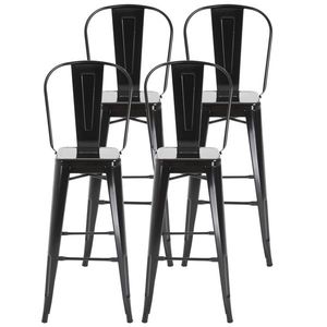 HOMCOM set 4 scaune din metal solid, 44x53x116 cm, negru | AOSOM RO imagine