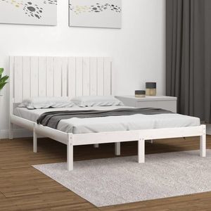 vidaXL Cadru pat, alb, 140x200 cm, lemn masiv de pin imagine