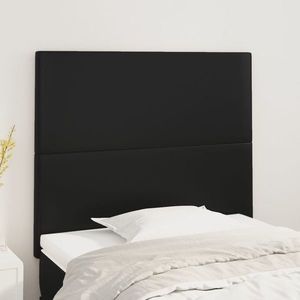 vidaXL Tăblii de pat, 2 buc, negru, 100x5x78/88 cm, piele ecologică imagine