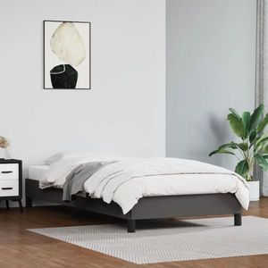 vidaXL Cadru de pat, gri, 100x200 cm, piele ecologică imagine