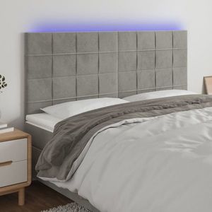 vidaXL Tăblie de pat cu LED, gri deschis, 200x5x118/128 cm, catifea imagine