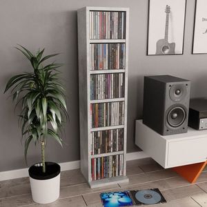vidaXL Dulap CD-uri, gri beton, 21x20x88 cm, lemn compozit imagine