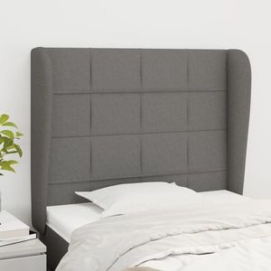 vidaXL Tăblie de pat cu aripioare gri închis 83x23x118/128 cm textil imagine