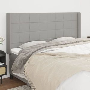 vidaXL Tăblie de pat cu aripioare gri deschis 163x16x118/128 cm textil imagine