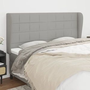 vidaXL Tăblie de pat cu aripioare gri deschis 163x23x118/128 cm textil imagine