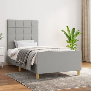 vidaXL Cadru de pat cu tăblie, gri deschis, 80x200 cm, textil imagine