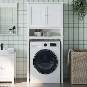 vidaXL Dulap mașină de spălat „BERG” alb 76x27x164, 5 cm lemn masiv imagine